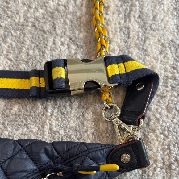 MZ Wallace Navy Quilted Crossbody Bag with Yellow Accents - Picture 3 of 12